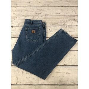 Carhartt Men's Blue Jeans Work Pant  Sz 38x34 RN 14806  made in mexico